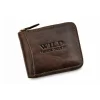 brązowy portfel skórzany WILD 702 na suwak vintage / WILD 702 brown vintage leather zip wallet